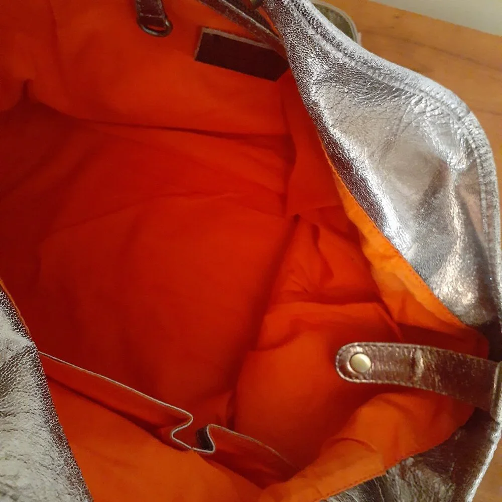 Jasper & Jerra Leather Metallic Print Bag
